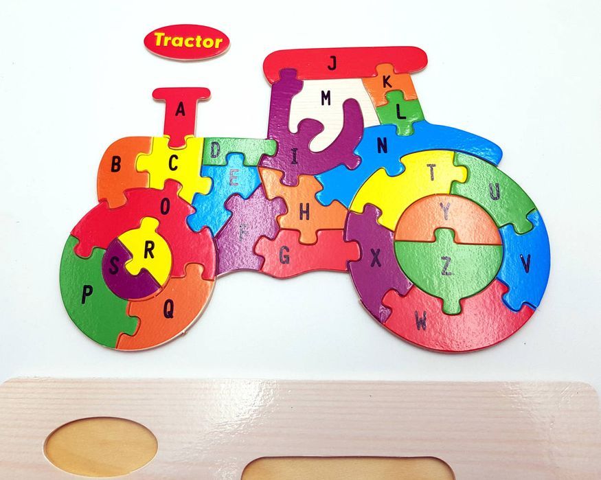Traktor Puzzle Klocki Drewniane Dla Dzieci Literki