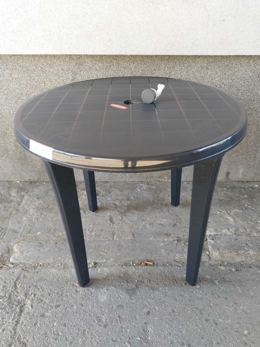 HIT Stół ogrodowy okrągły Lisa plastikowy grafit