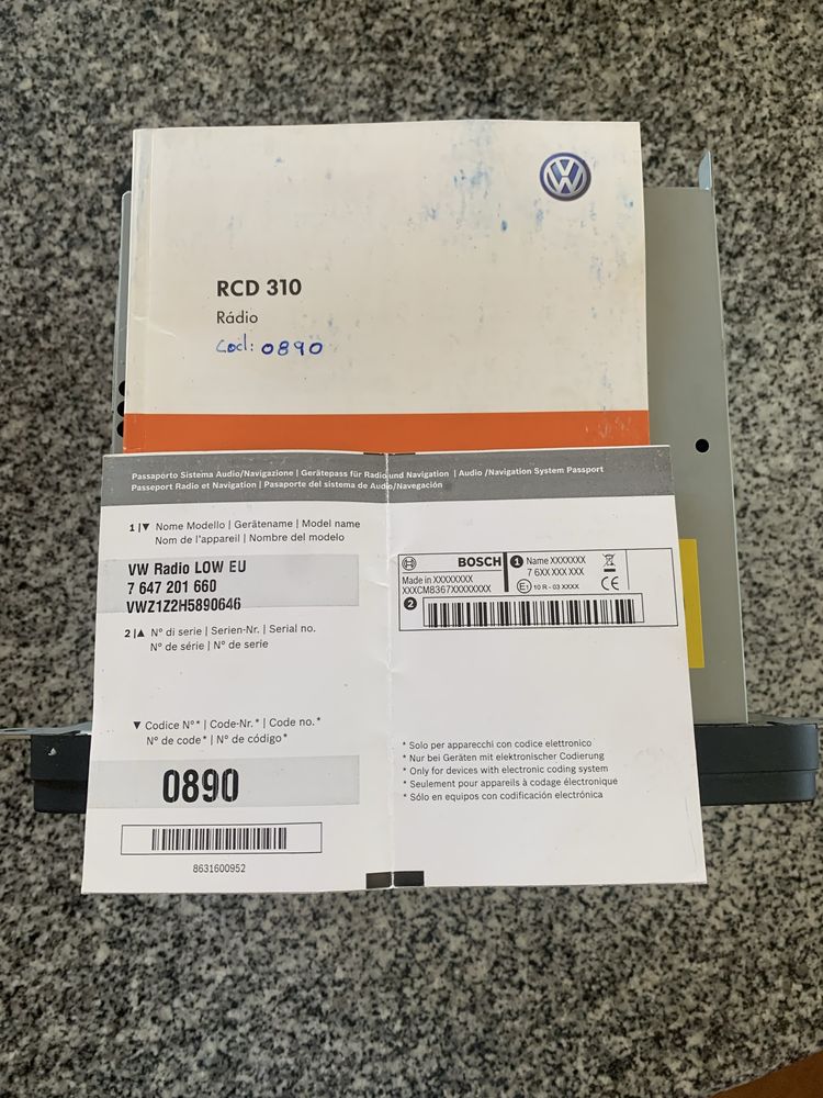 Radio vw RCD 310