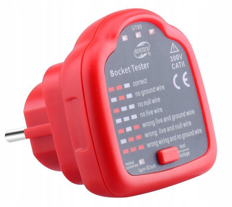 Tester Gniazd Sieciowych 230V Detektor Funkcja RCD