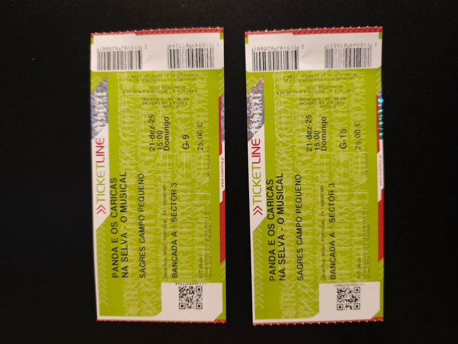 Bilhetes para festival Musical Panda e  os Caricas na selva