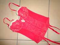 VICTORIA SECRET czerwony NOWY gorset z pasami do pończoch 32B / 70C