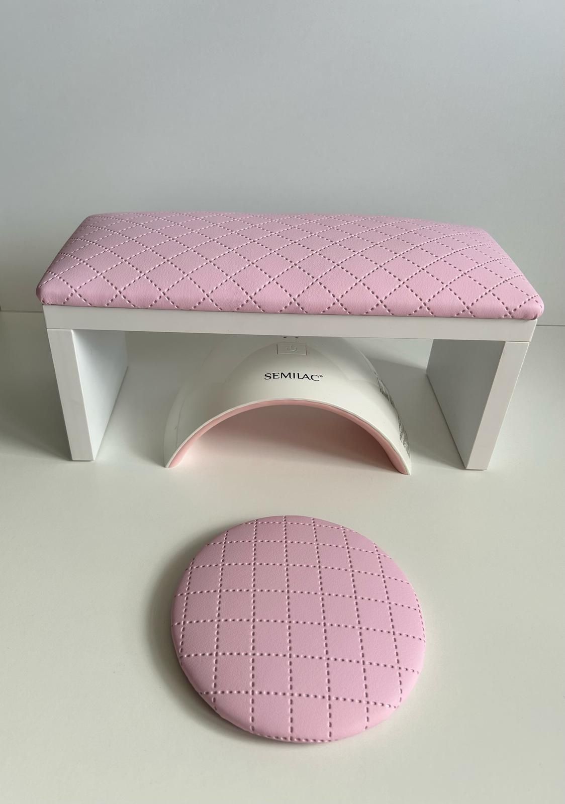 Podpórka do manicure paznokci pod dłoń. Komplet pudrowy róż pikowany