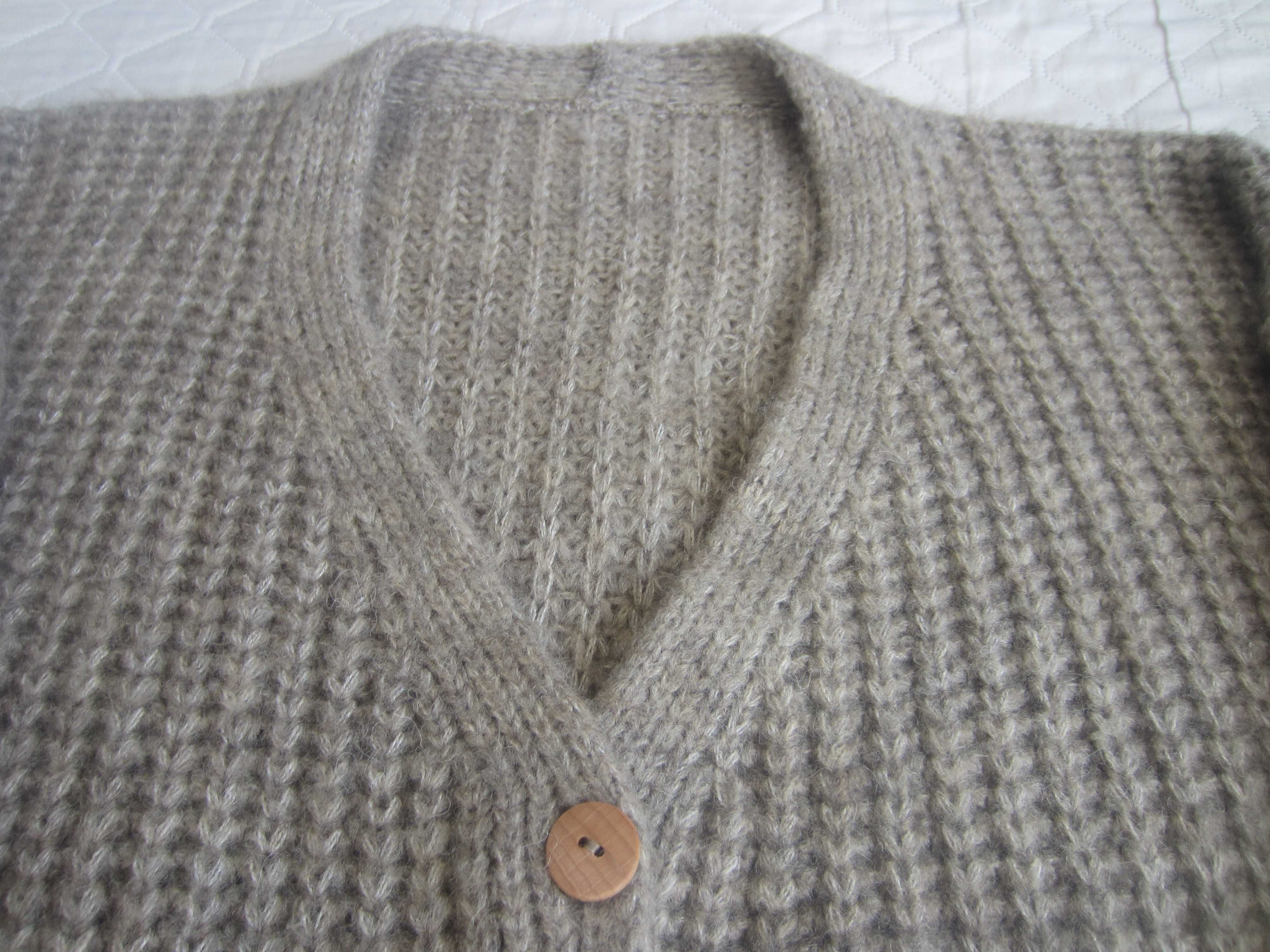 Nowy sweter - kardigan oversize, S, M, L, XL, w składzie wełna i moher