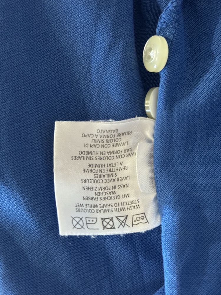 Koszulka Polo Gant XXL niebieska męska Plus Size żółte wstawki modna
