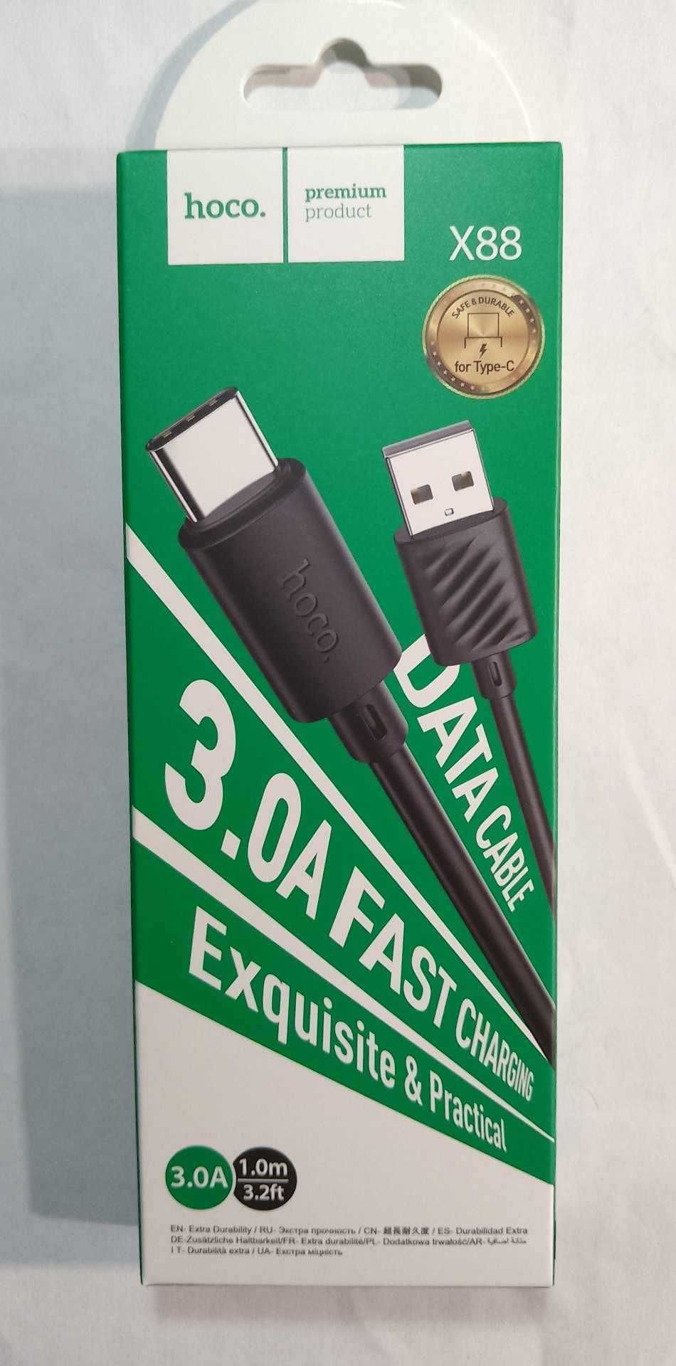 HOCO zestaw 2 kabeli USB - USB Typ C 3A 1m czarny