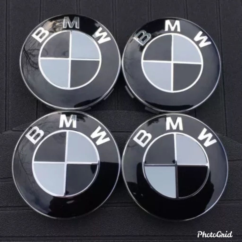 Kit 4 Centros Jante BMW Série X1 X3 60 e 68mm Preto Azul Pack M