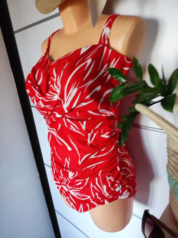 Bonmarche r 46 D/F czerwony strój jednoczęściowy plus size