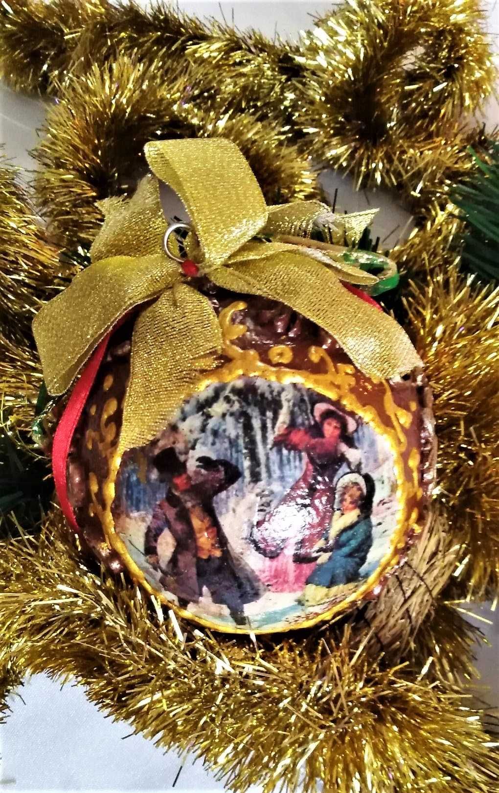 Ozdoby choinkowe bombki styropianowe handmade decoupage Święta prezent