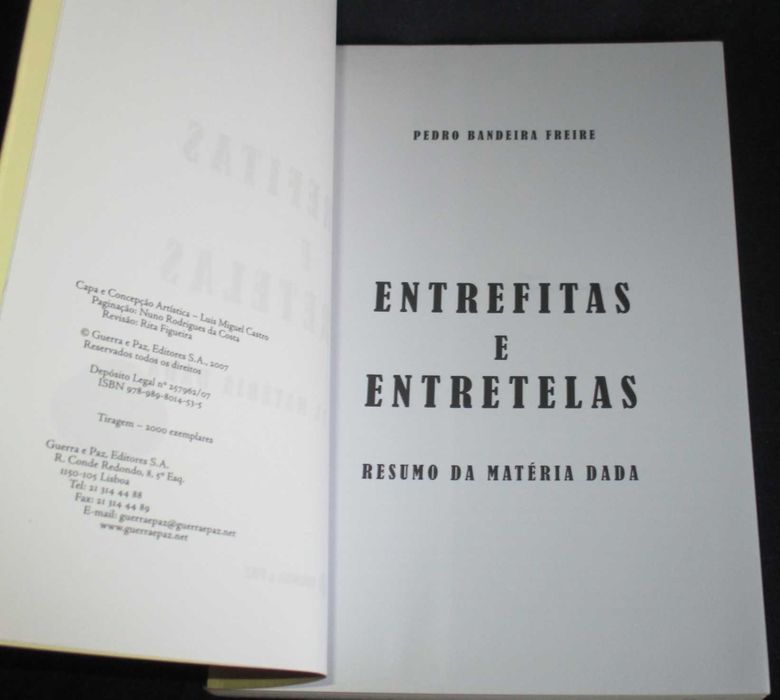 Livro Entrefitas e Entretelas Pedro Bandeira Freire