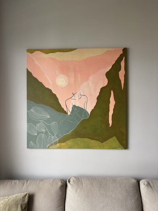 Duży obraz abstrakcyjny 100x100 cm – unikat, ręcznie malowany