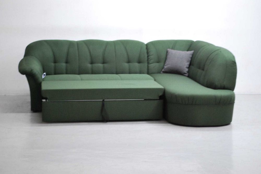 SBT NOWY NAROŻNIK z funkcja spania, kanapa, rogówka zielona tkanina