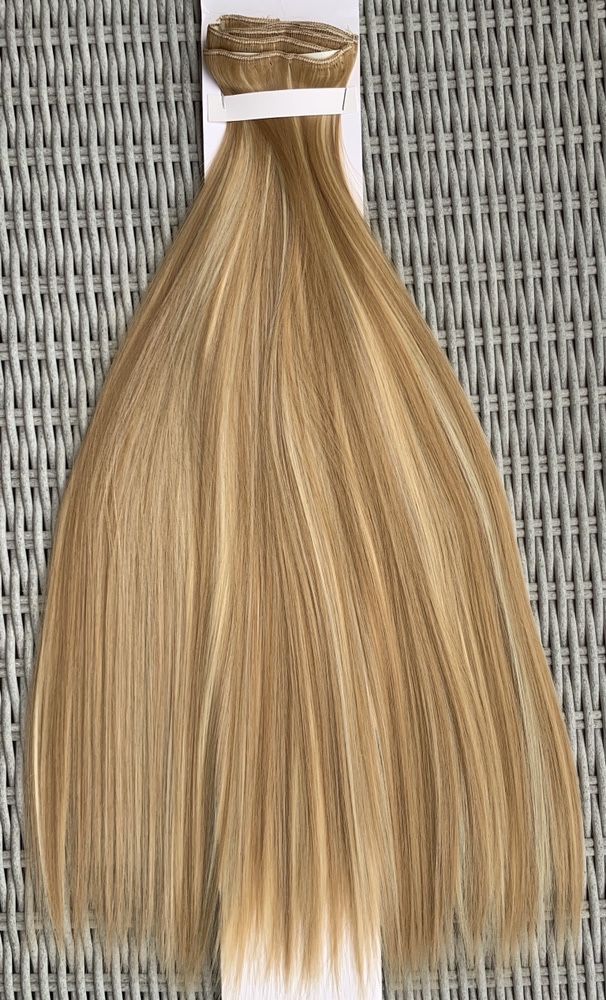 Premium Ultra włosy doczepiane, blond pasemka, balejaż, clip in ( 17 )