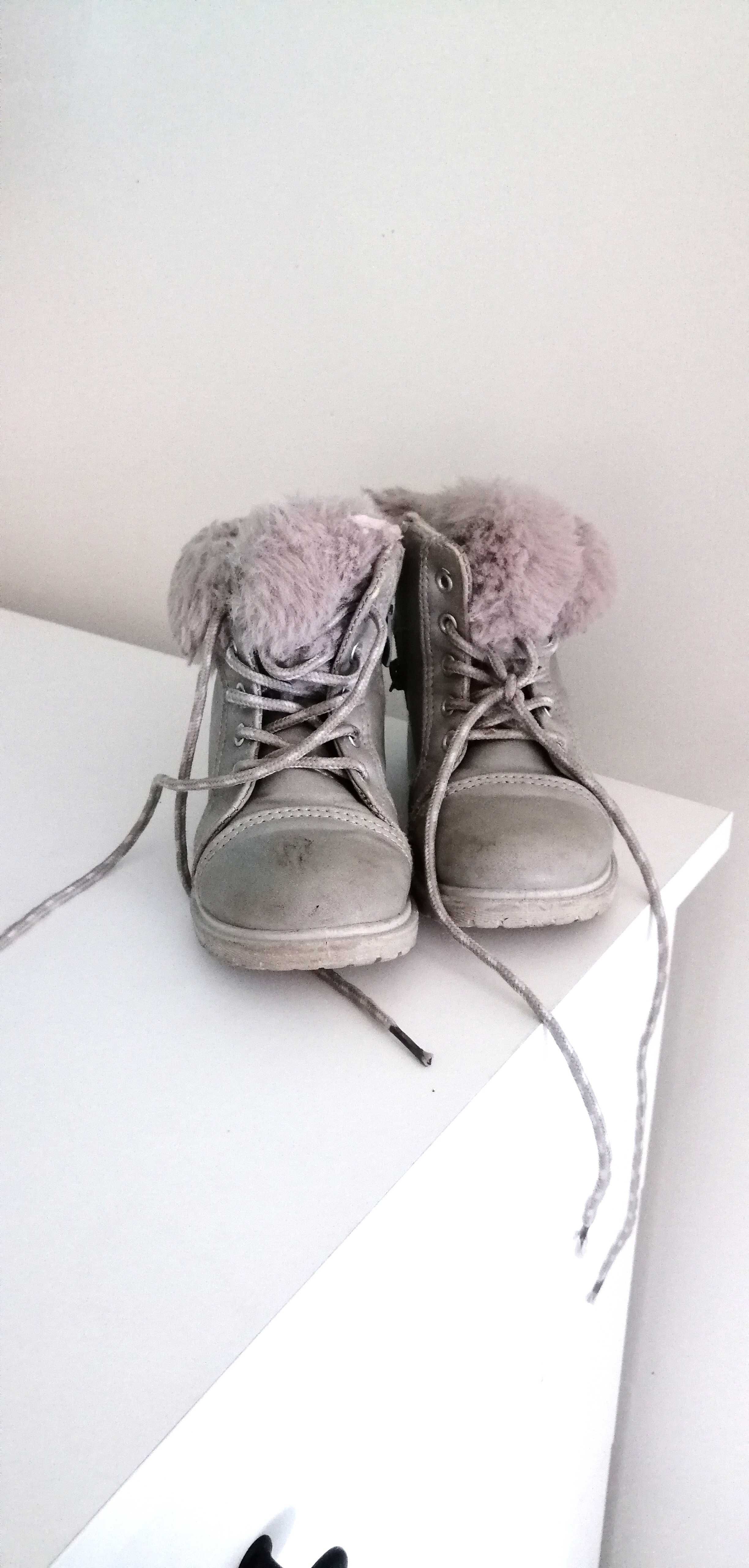 zimowe buciki dziecięce buty botki trapery z futerkiem dziewczęce 27