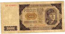 Banknot 500 zł PRL - Górnik