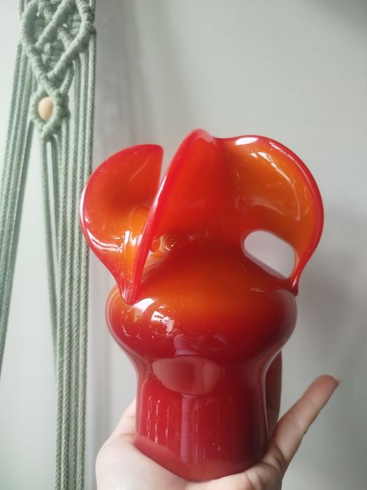 Wazon osiołek Czesław Zuber piękny czerwony pomarańczowy limitowany