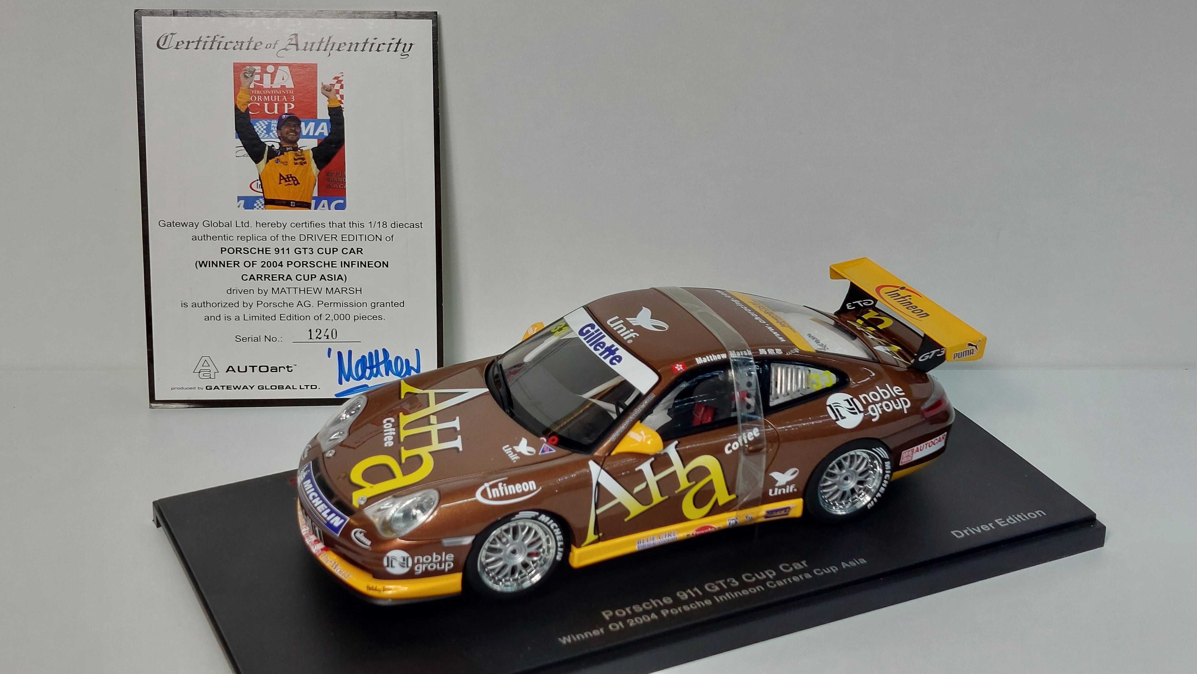 Porsche 911 GT3 Cup Car 2004 Winner Marsh Autoart 1:18