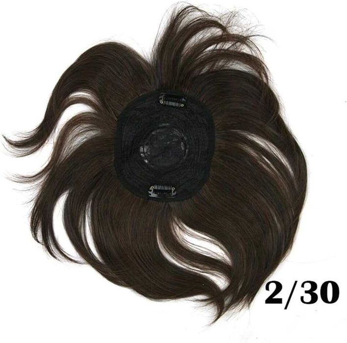 Gruba syntetyczna nakładka do włosów 2/30, brązowa, klips do włosów