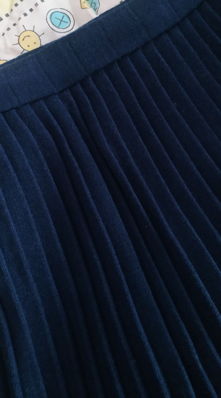 Новая теплая плиссированная юбка винтажная синяя