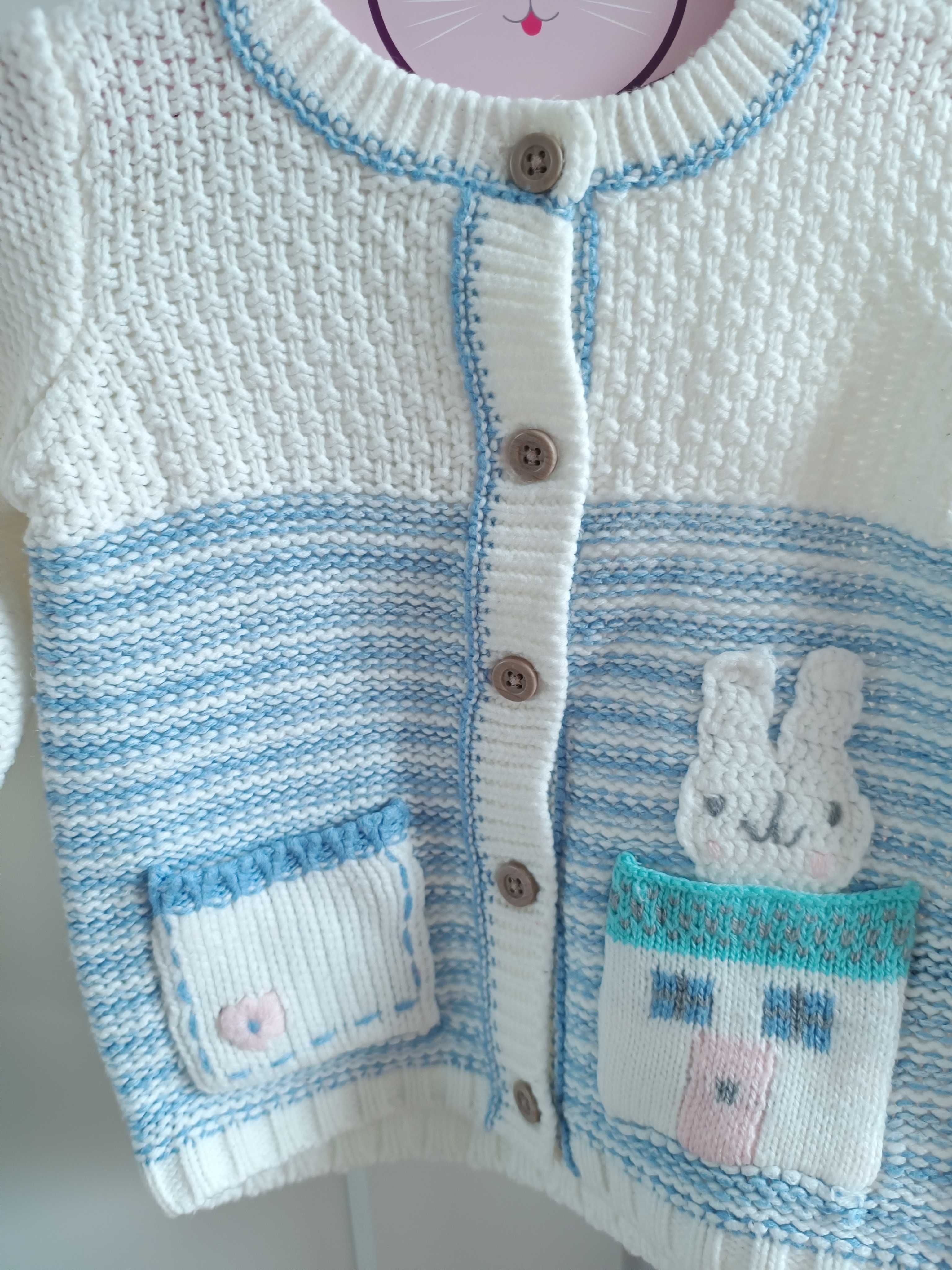 Kardigan niemowlęcy, sweter rozpinany, F&F, rozmiar 74/80 cm