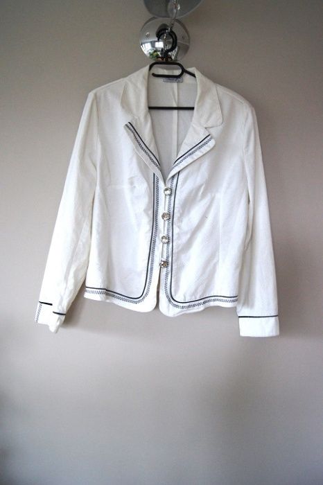 bialy zakiet biala marynarka elegancka 46 44 XXXL srebrny srebrna XXL