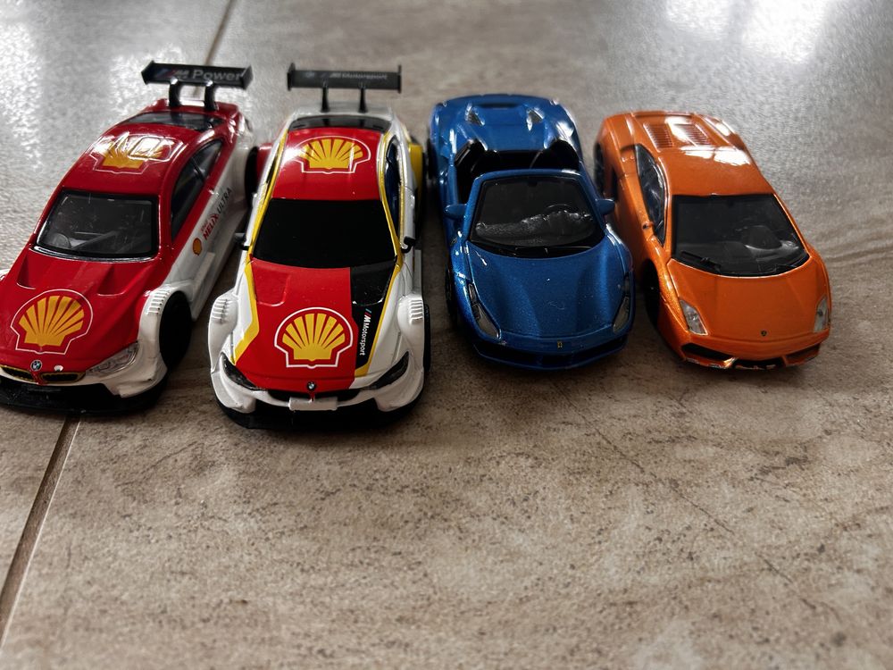 Samochody kolekcja shell ferrari lamborgini bmw 4 szt.