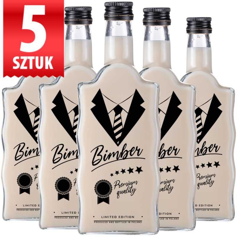 Butelka szklana na bimber Warta 500 ml Dżentelmen zestaw 5 sztuk