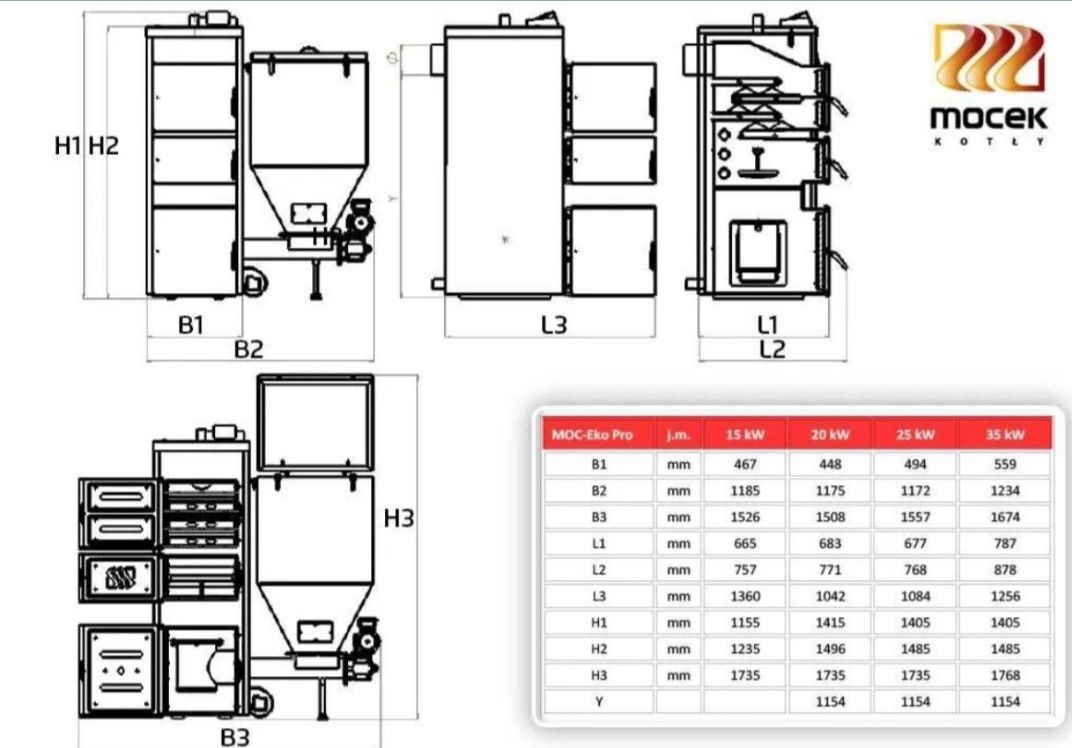 Kocioł MOCEKO 25kw ekogroszek, dostawa gratis