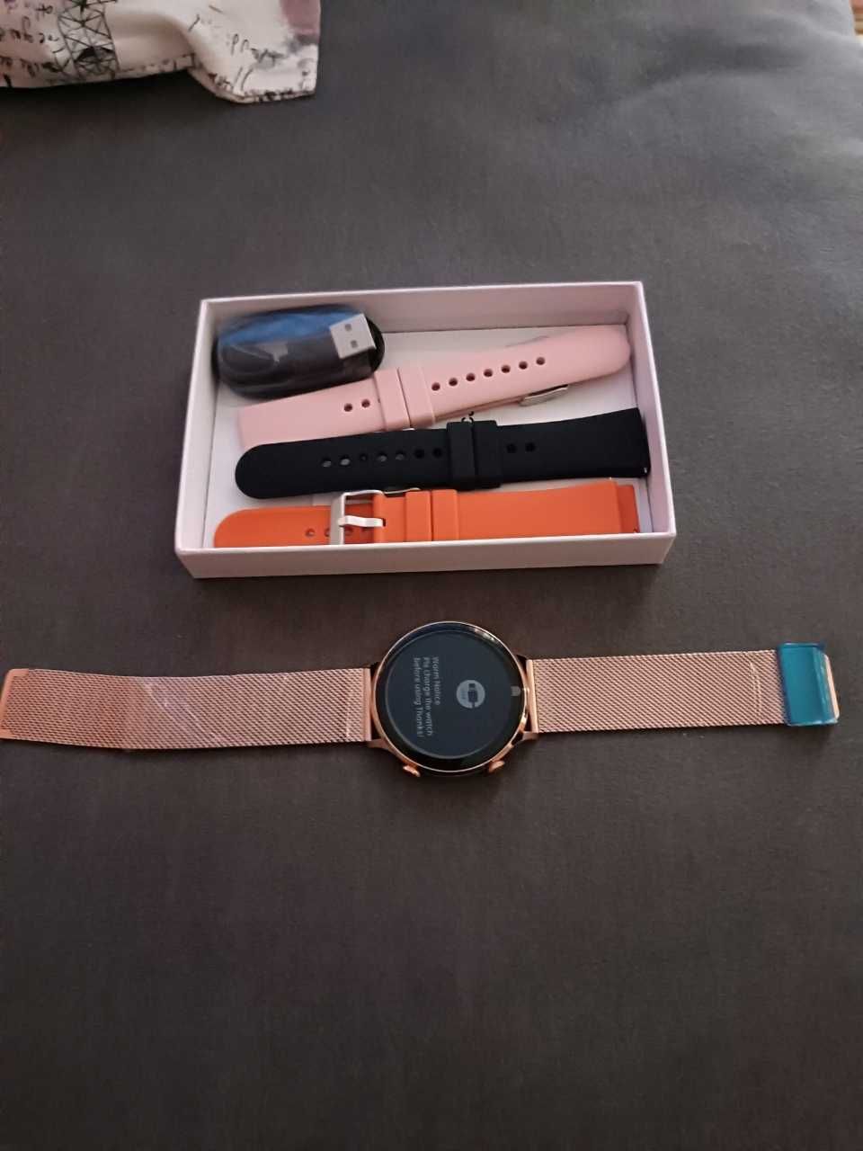 Smartwatch Damski Zegarek Wodoodporny Rozmowy Smart Watch + 4 Paski