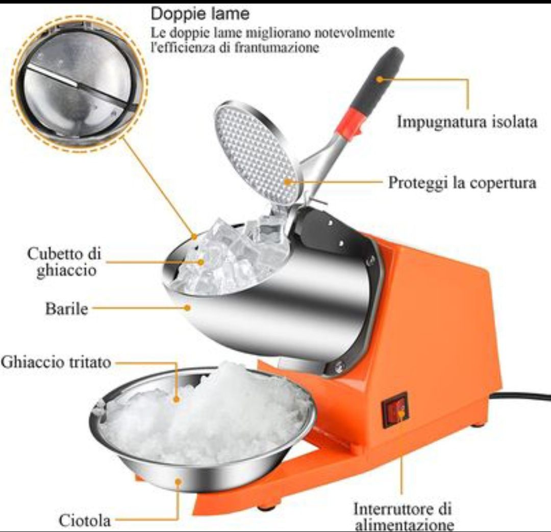 NOVO! Trituradora de gelo elétrica profissional pás duplas de 300 W