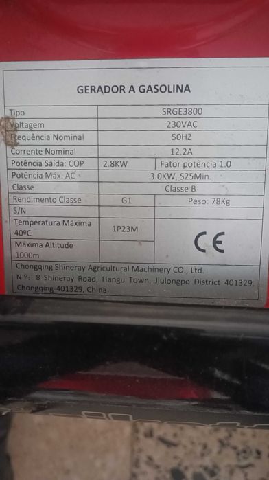 Vendo gerador com poucas horas de uso