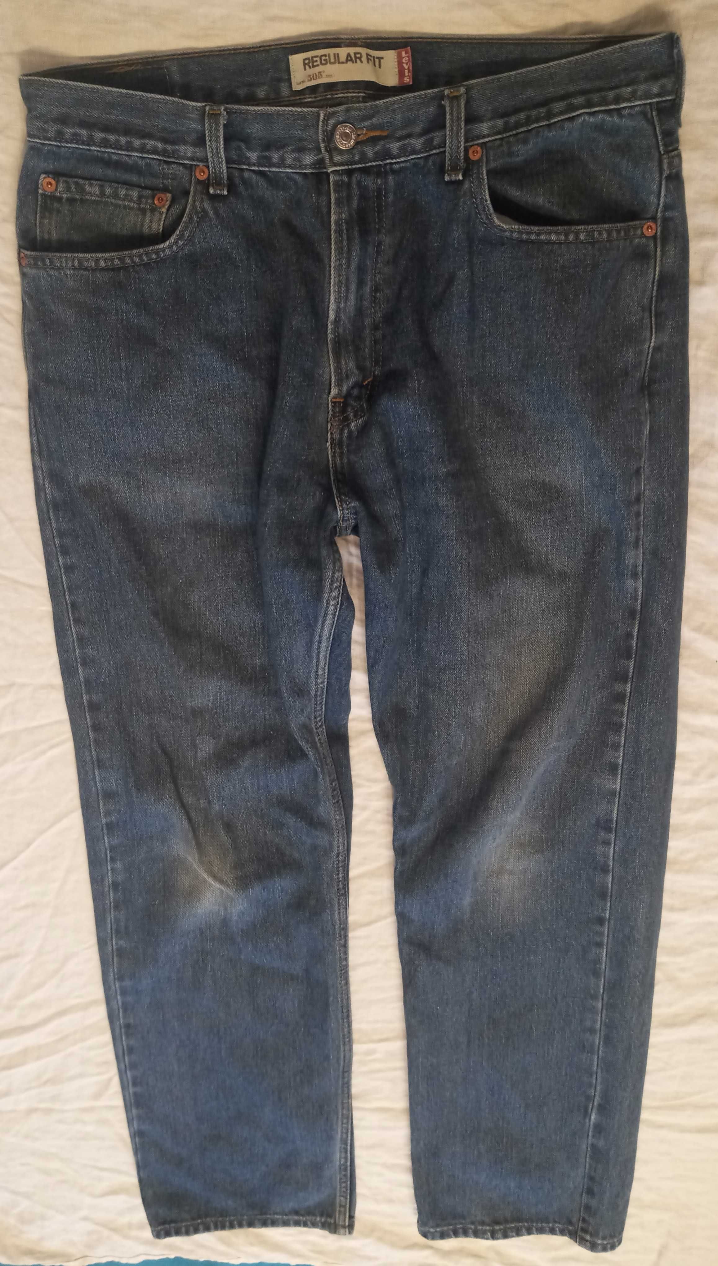 Levis 505 spodnie męskie jeansy szerokie Blue W36 L32
