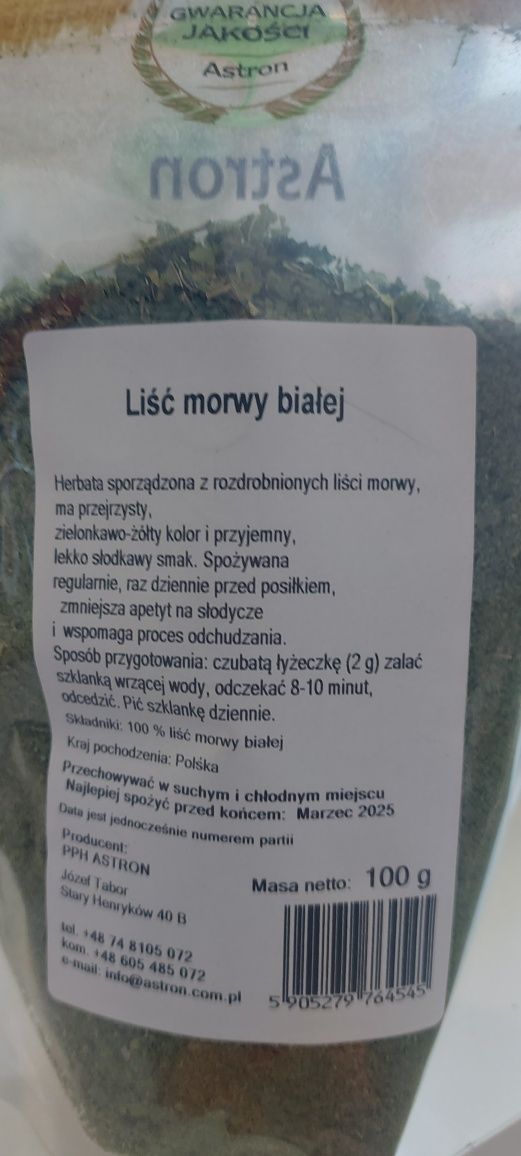 Morwa biała liść 100g obniza poziom cukru, moczopędne