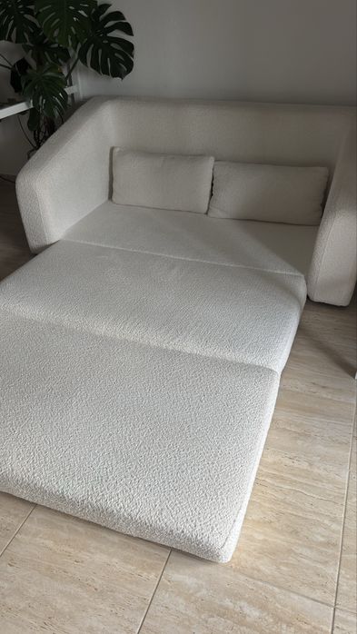 sofá-cama Dalila de 2 lugares, em tecido bouclé / creme