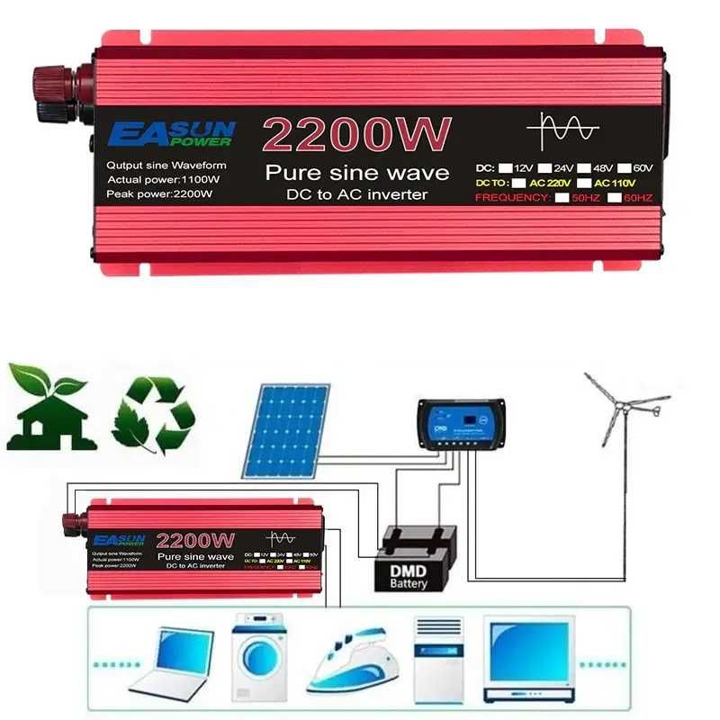 Перетворювач, інвертор для котла EASUN 3000W, чиста синусоїда 12V/220V