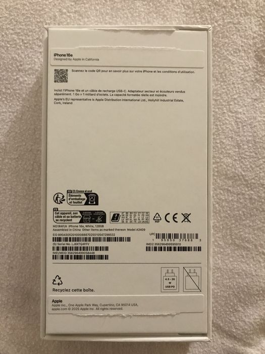 Iphone 16e branco, 128gb