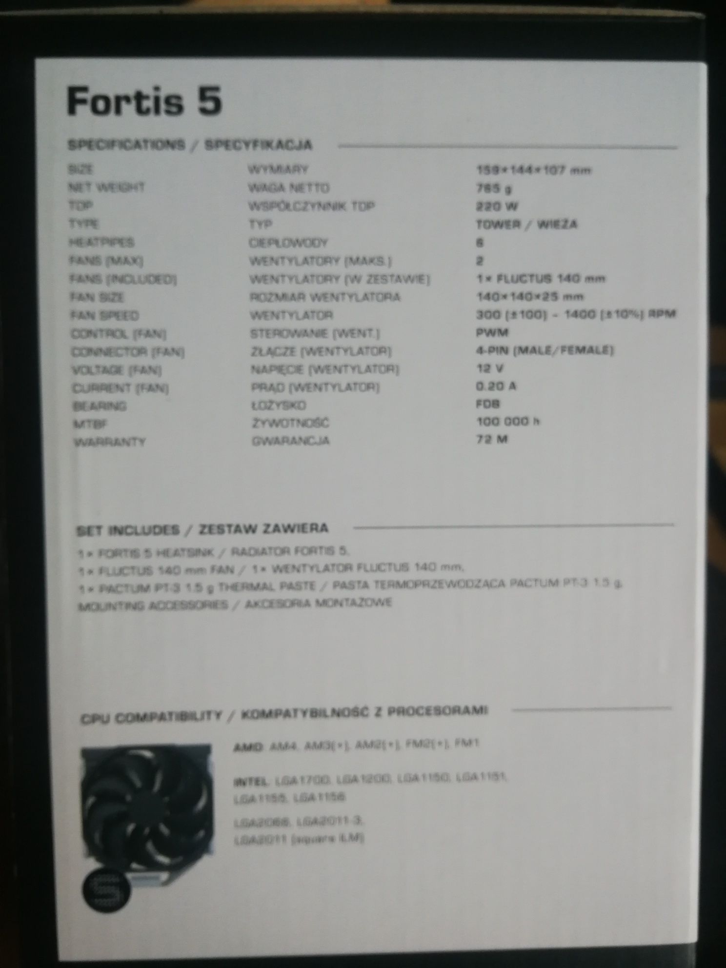 Fortis 5 nowe chłodzenie procesora