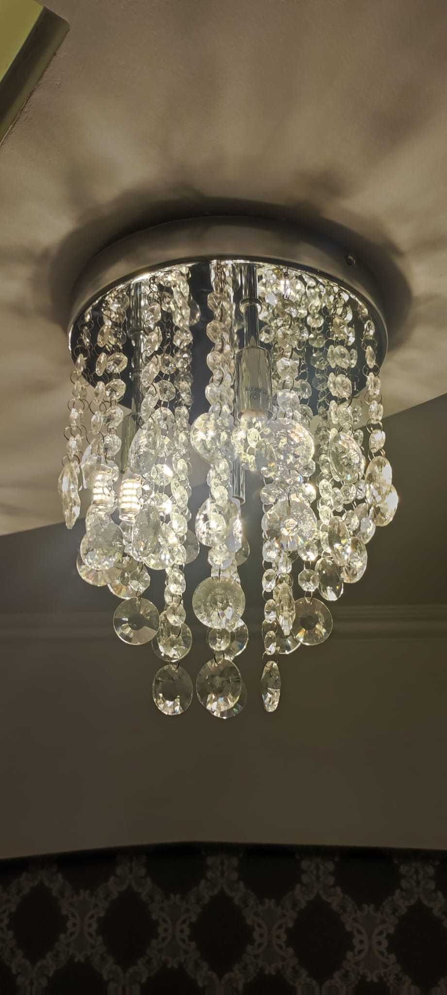 Żyrandol + żarówki gratis! Lampa Sufitowa Kryształy Glamour