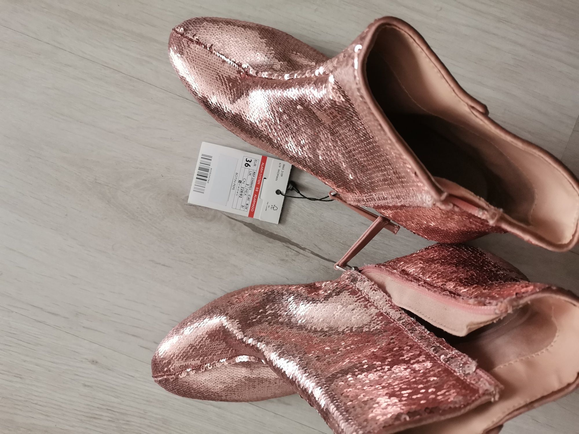 Botins lantejoulas rose gold, Mango tam. 36