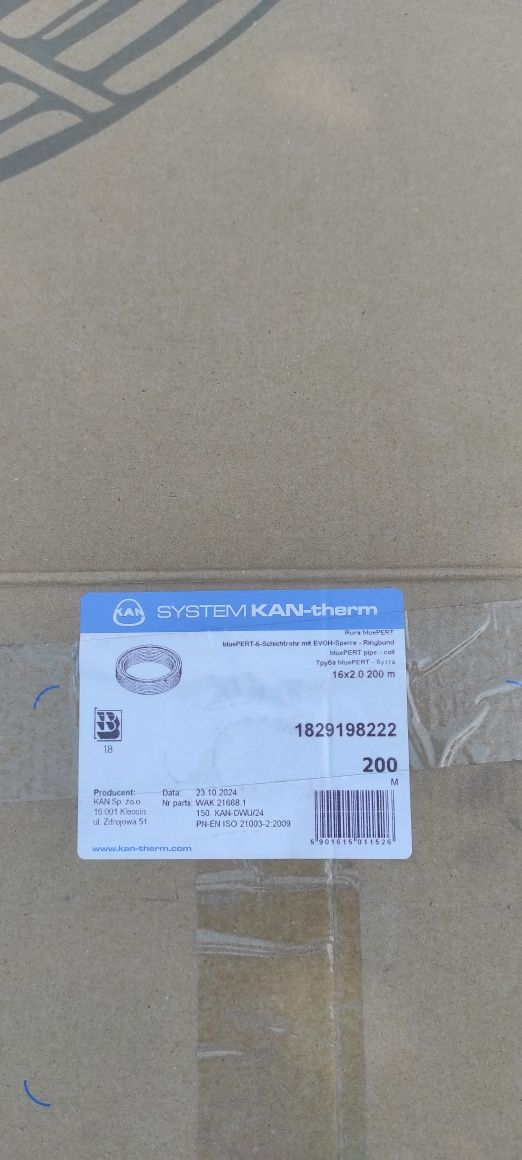 Rura PE-RT 16x2.0 Blue Floor KAN-THERM, Pert, Pex
