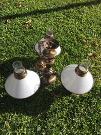 3 candeeiros branco vintage tipo candelabro antigo com suporte dourado