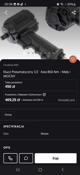 Asta pneumatyczny klucz udarowy profesional małe duże grzechotka