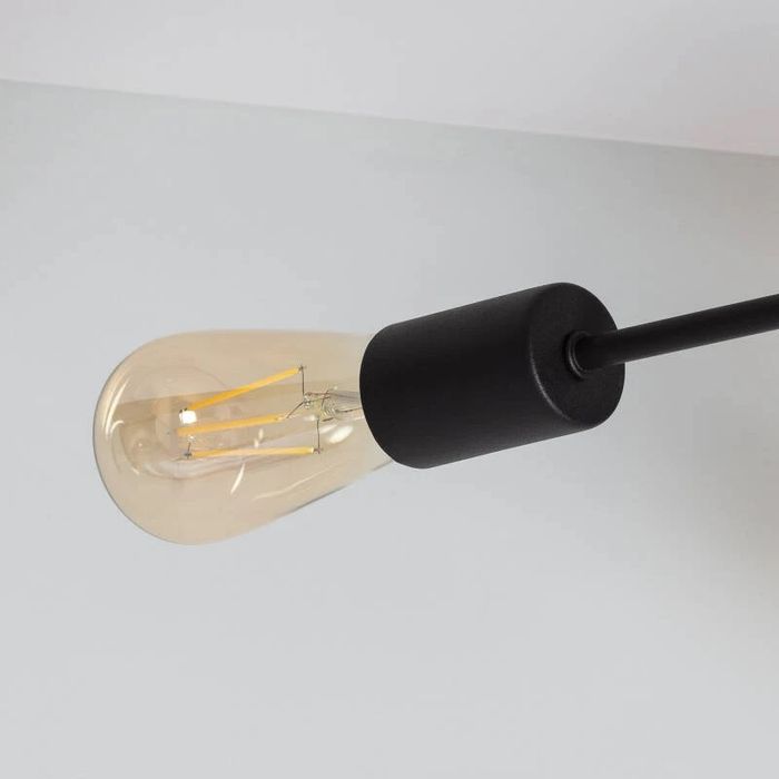 Candeeiro de teto metal preto com 6 focos