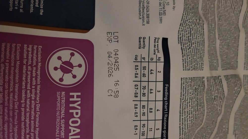 Exclusion karma hipoalergiczna monopropteinowa