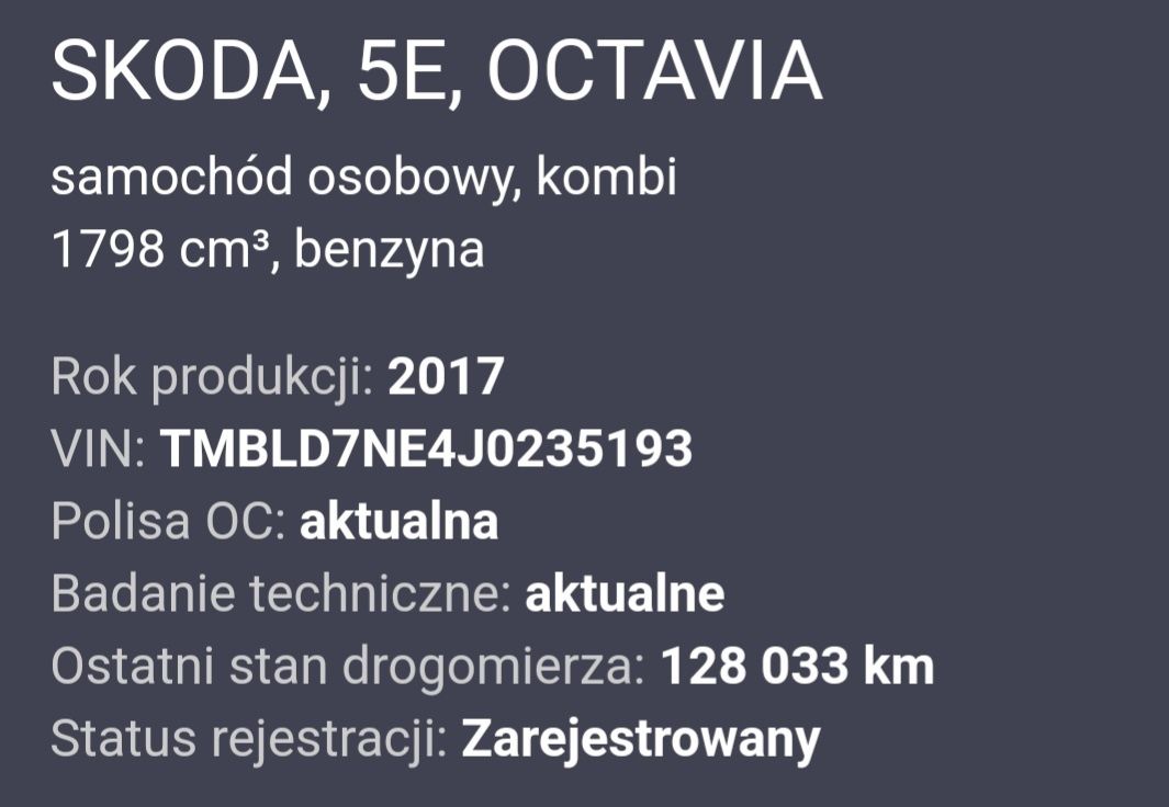 Skoda Octavia III Kombi 2017 - Pierwszy Właściciel