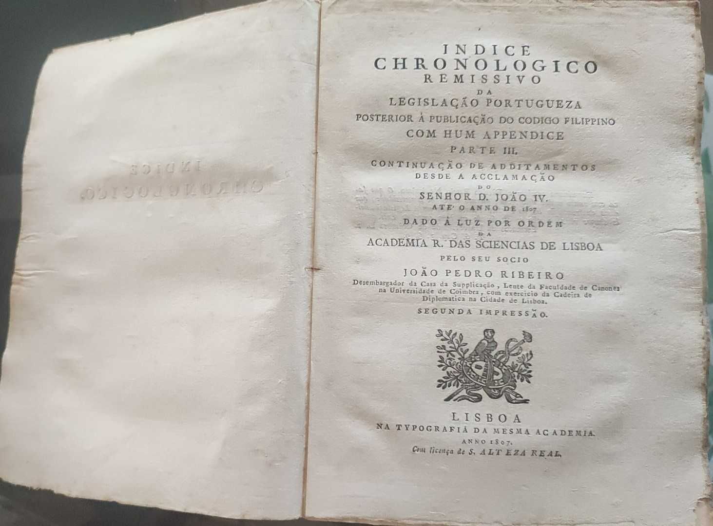Indice Chronologico Remissivo da Legislação Portugueza PARTE III 1807