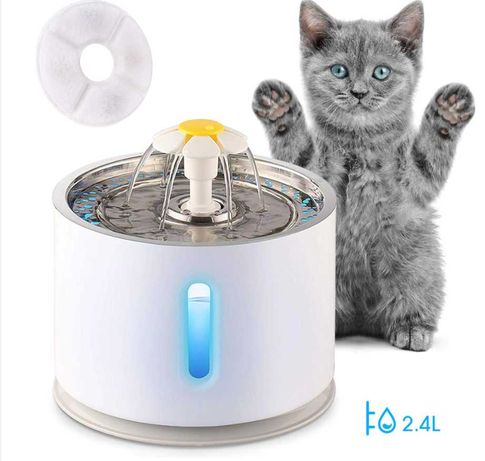Fontanna wodna z oświetleniem LED dla kota