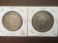 2 moedas de 500 réis prata: D. Luís 1889 e D. Carlos 1892