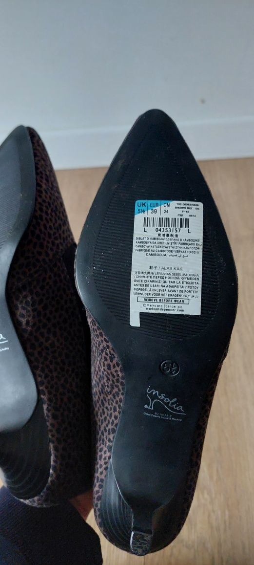 Marks&Spencer r.39 eleganckie botki na małej szpilce