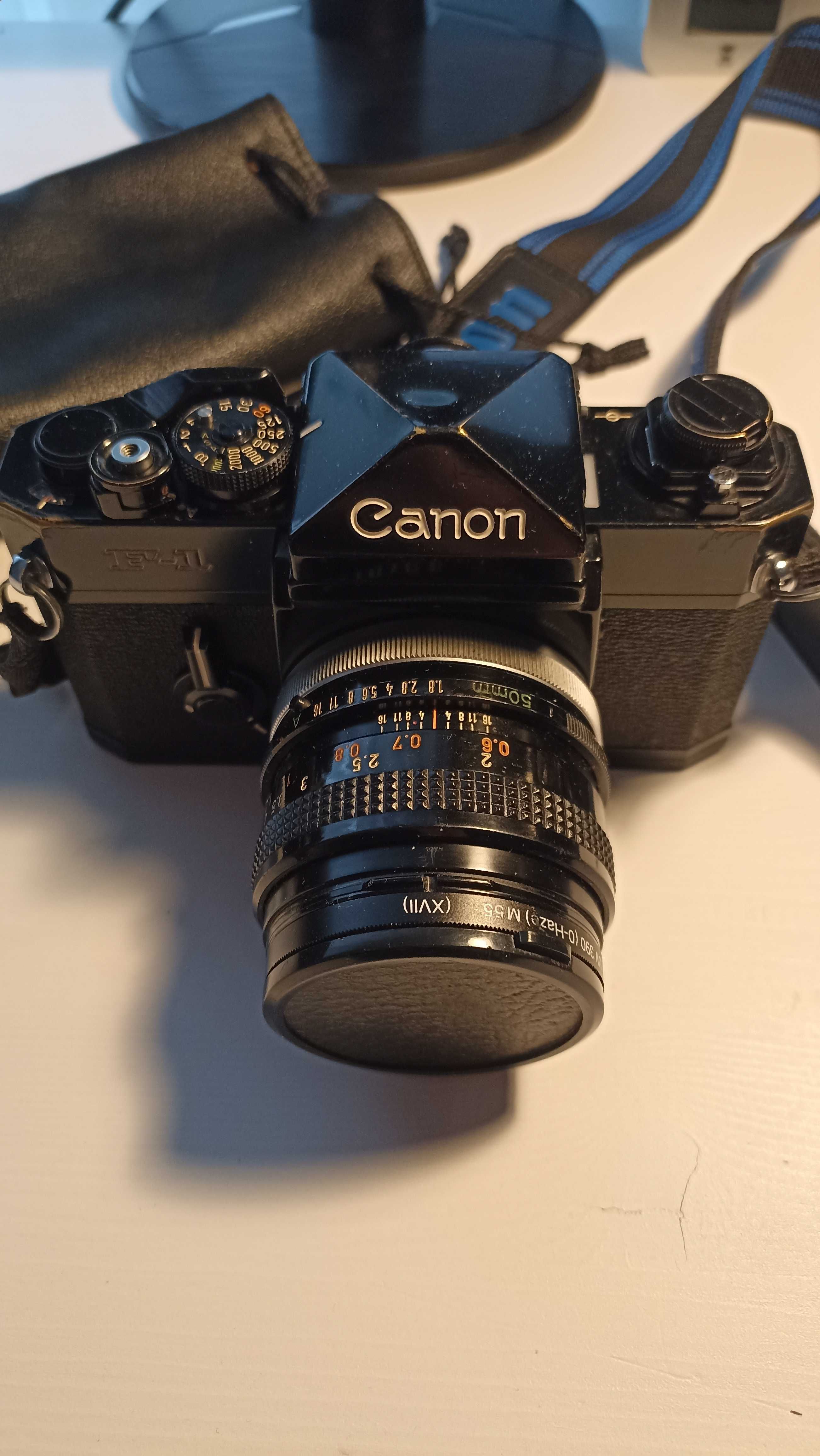 Aparat analogowy CANON F-1 old + obiektyw makro Canon FD 100mm 1:4